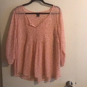 Pink Floral Chiffon Blouse